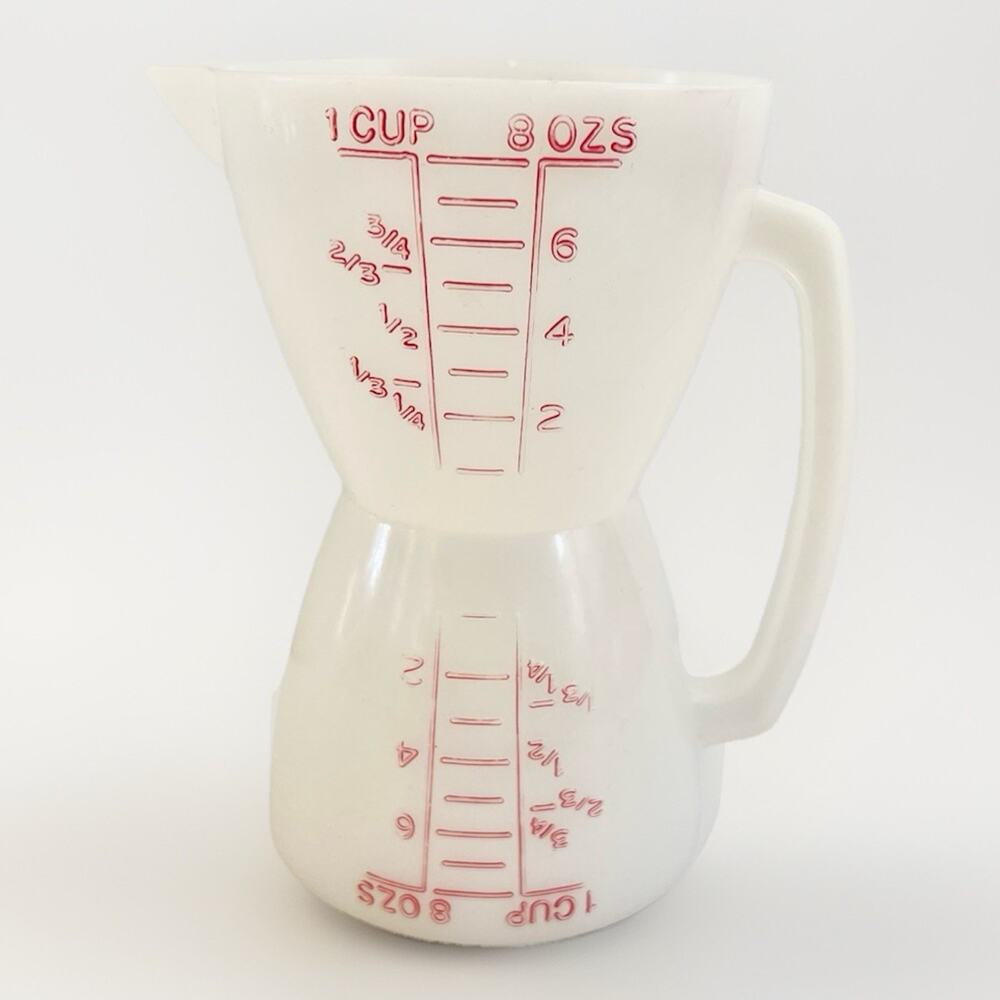 Vintage TUPPERWARE #860 Wet & Dry TWIN MEASURING Double 1 Cup / 8 oz Red Letters